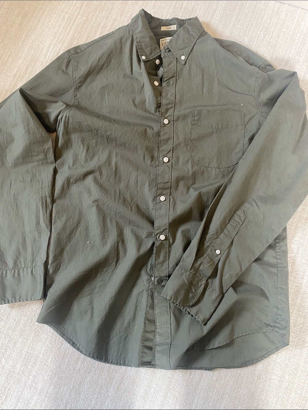 J. Crew Olive Green Slim Stretch Button-Up